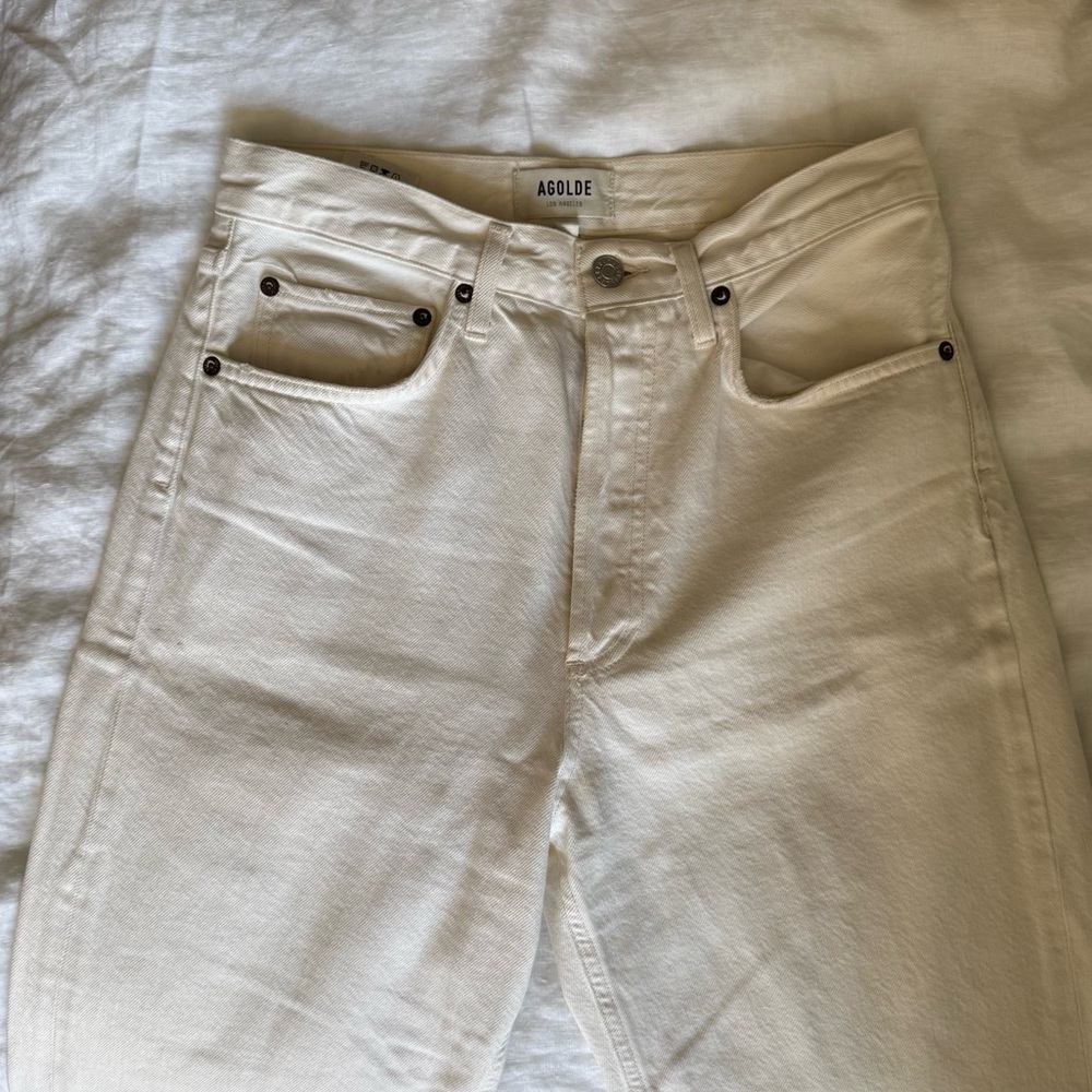 Agolde white straight leg jeans